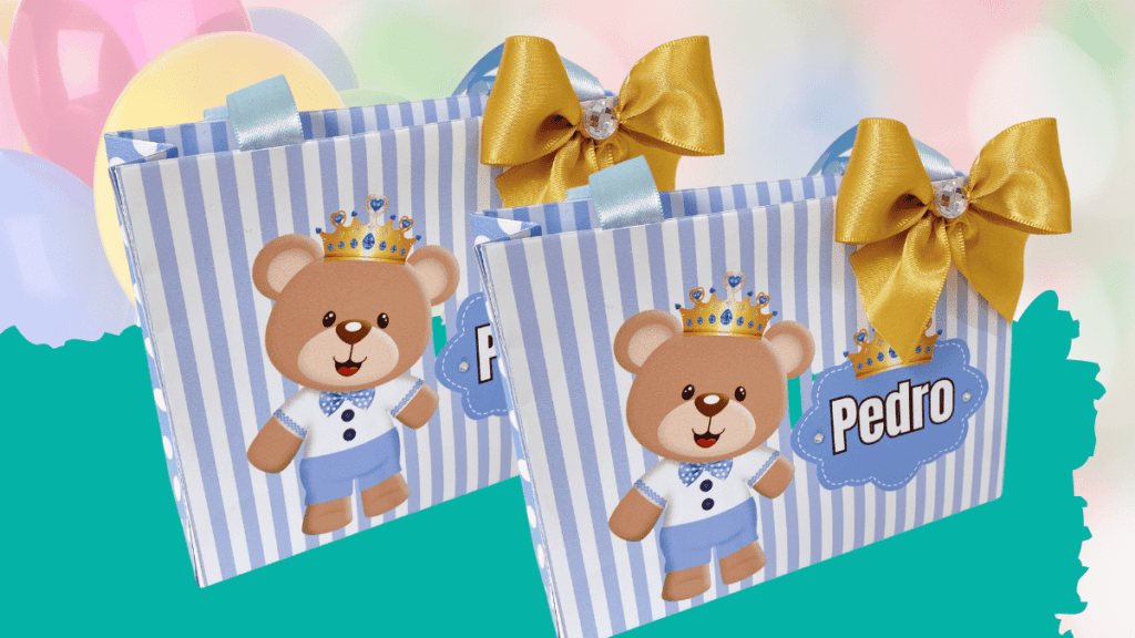 Sacolinha Personalizada Grande urso principe