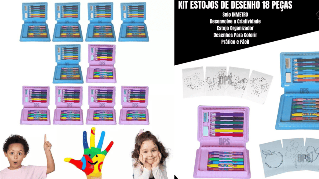 5 Opções de Lembrancinhas baratas para festas infantis 9 Estojos de colorir nas cores azul e rosa.