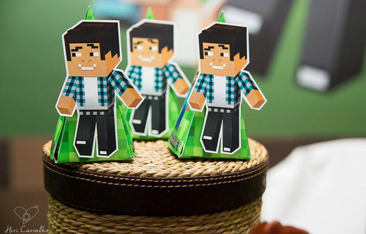 Como Montar uma Mesa de Guloseimas para Festas Infantis 5 caixa piramide minecraft