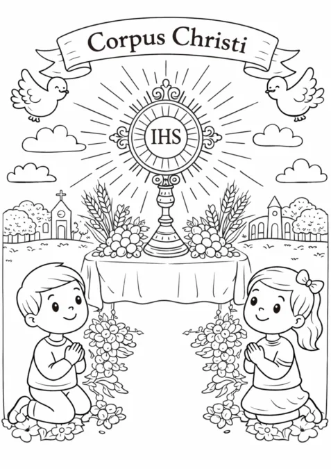 12 Desenhos de Corpus Christi para Imprimir e Colorir 14 livro de colorir de corpus christi