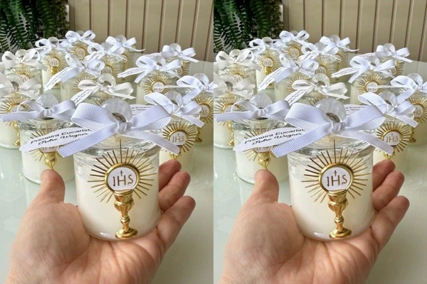 First communion souvenir: 8 delicate inspirations! 6 Mini scented candle for First Communion