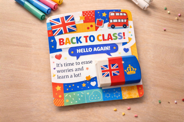 O mimo mais fácil da volta às aulas: Card com Borracha 6 mimo volta as aulas para cursinho de ingles