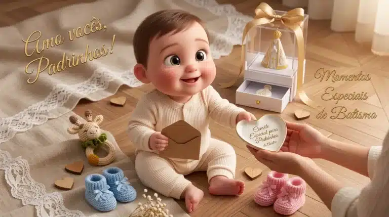 convite para padrinhos de batismo e bebê simples de fazer