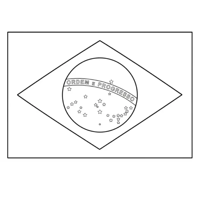 Desenhos de Colorir para Independência do Brasil: Modelos infantis 3 Bandeira do Brasil para colorir