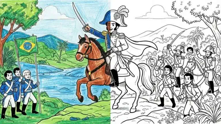 Desenhos de Colorir para Independência do Brasil: Modelos infantis