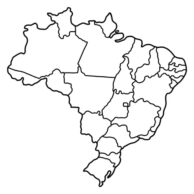 Desenhos de Colorir para Independência do Brasil: Modelos infantis 6 Mapa do Brasil para colorir: Atividade para pré-escola