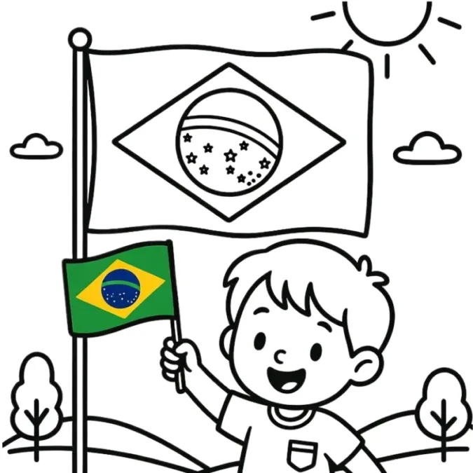 Desenhos de Colorir para Independência do Brasil: Modelos infantis 7 Atividade para colorir para 7 de setembro