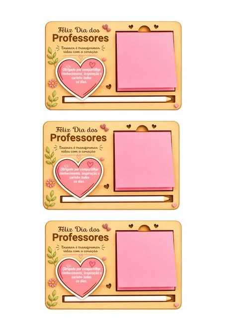 Lembrancinha Dia dos Professores com post-it para fazer em casa 7 Lembrancinha de Dia dos Professores com coração e post-it para baixar e imprimir