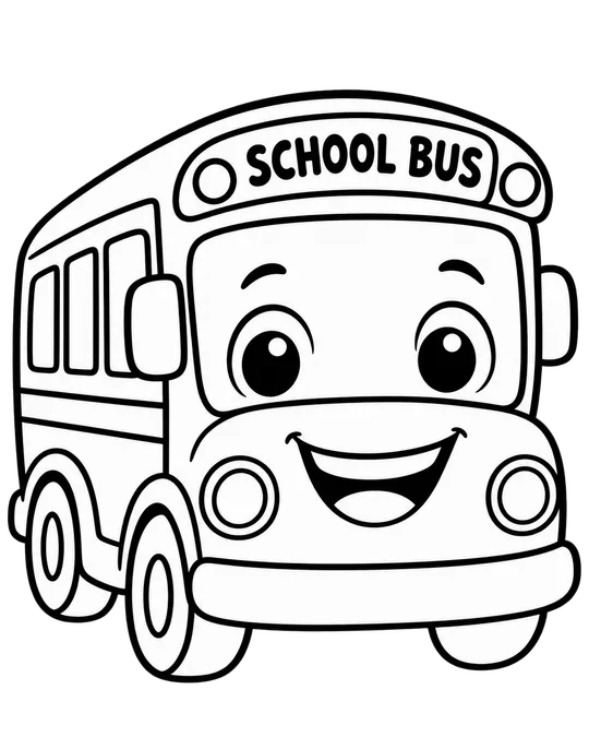 60 Desenhos para Colorir: Modelos Lindos para Imprimir, Pintar e Desenhar 34 Onibus Escolar Sorridente para pintar