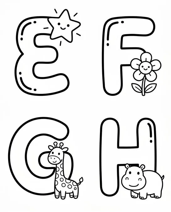 60 Desenhos para Colorir: Modelos Lindos para Imprimir, Pintar e Desenhar 49 alfabeto para desenhar