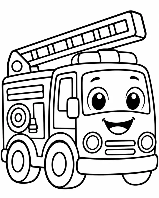 60 Desenhos para Colorir: Modelos Lindos para Imprimir, Pintar e Desenhar 35 coisas para pintar Caminhao de Bombeiro Amigavel