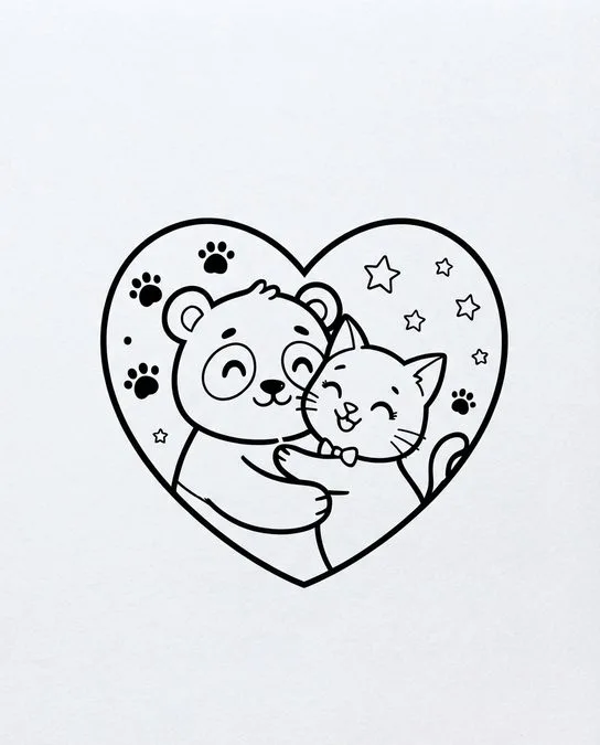 60 Desenhos para Colorir: Modelos Lindos para Imprimir, Pintar e Desenhar 18 desenho para colorir panda e gatinho