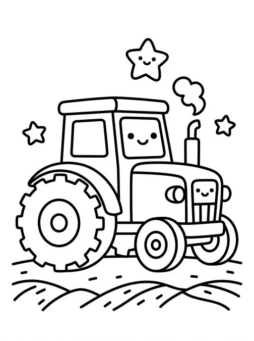 60 Desenhos para Colorir: Modelos Lindos para Imprimir, Pintar e Desenhar 40 desenhos fofo Trator de Fazenda Simples