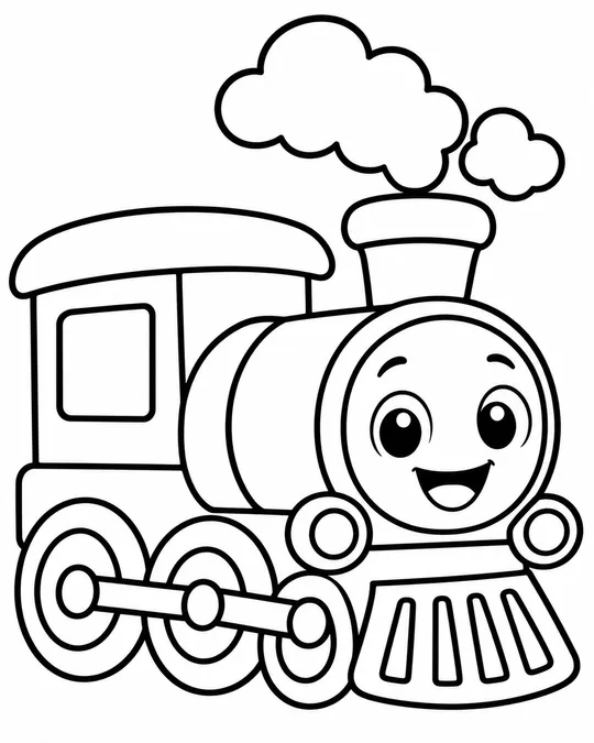 60 Desenhos para Colorir: Modelos Lindos para Imprimir, Pintar e Desenhar 37 desenhos para colorir Trem de Brinquedo Sorridente