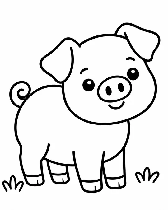60 Desenhos para Colorir: Modelos Lindos para Imprimir, Pintar e Desenhar 29 desenhos para desenhar facil e bonito animais da fazenda porquinho