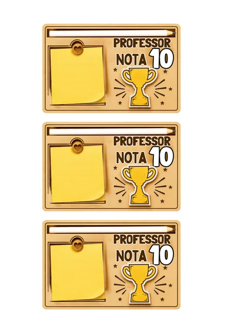 Lembrancinha Dia dos Professores com post-it para fazer em casa 8 Lembrancinha Professor Nota 10 com troféu e post-it para baixar e imprimir