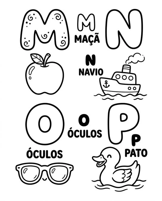 60 Desenhos para Colorir: Modelos Lindos para Imprimir, Pintar e Desenhar 51 letras do alfabeto para pintar