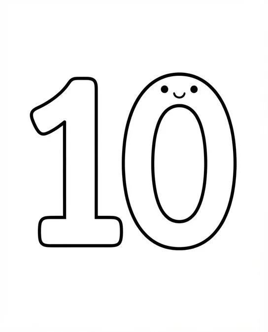 60 Desenhos para Colorir: Modelos Lindos para Imprimir, Pintar e Desenhar 62 numero dez desenho para imprimir e colorir