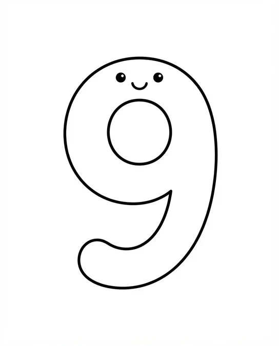 60 Desenhos para Colorir: Modelos Lindos para Imprimir, Pintar e Desenhar 61 numero nove desenho para imprimir e colorir