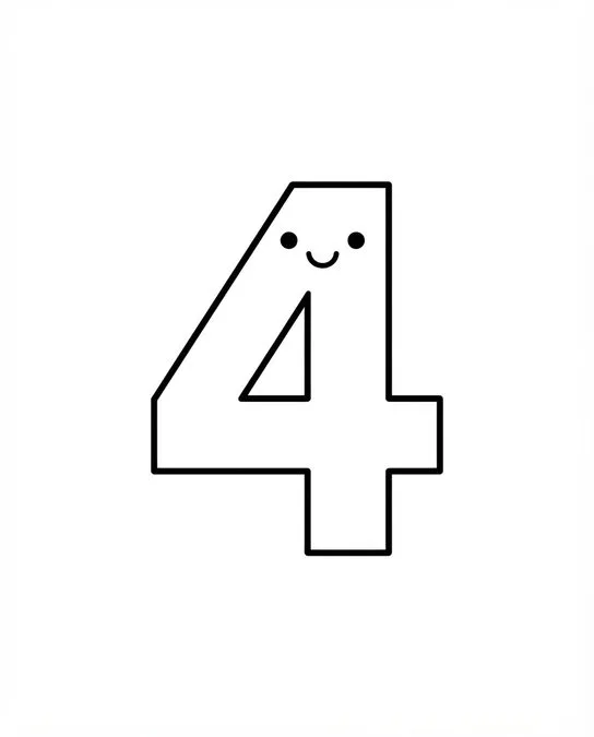 60 Desenhos para Colorir: Modelos Lindos para Imprimir, Pintar e Desenhar 56 numero quatro desenho para imprimir e colorir