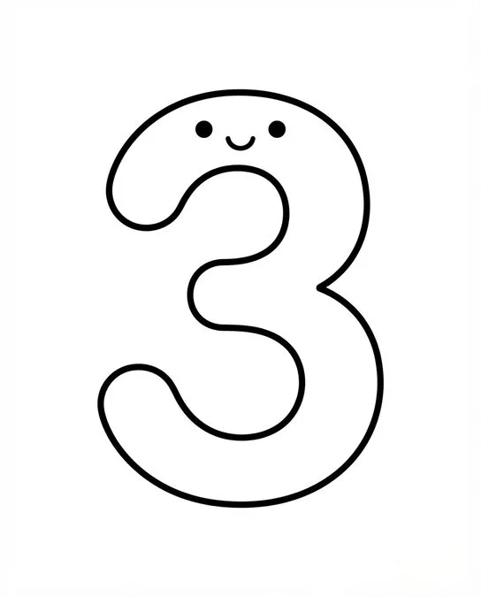 60 Desenhos para Colorir: Modelos Lindos para Imprimir, Pintar e Desenhar 55 numero tres desenho para imprimir e colorir