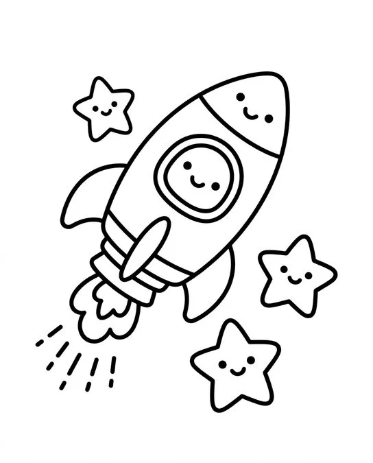 60 Desenhos para Colorir: Modelos Lindos para Imprimir, Pintar e Desenhar 39 para colorir Foguete Espacial Divertido
