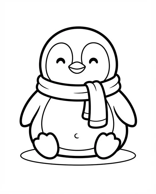 60 Desenhos para Colorir: Modelos Lindos para Imprimir, Pintar e Desenhar 21 pinguin fofo para pintar